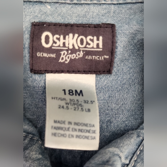 OshKosh B'gosh Light Blue Denim Bodysuit 18 Months - Picture 3 of 3